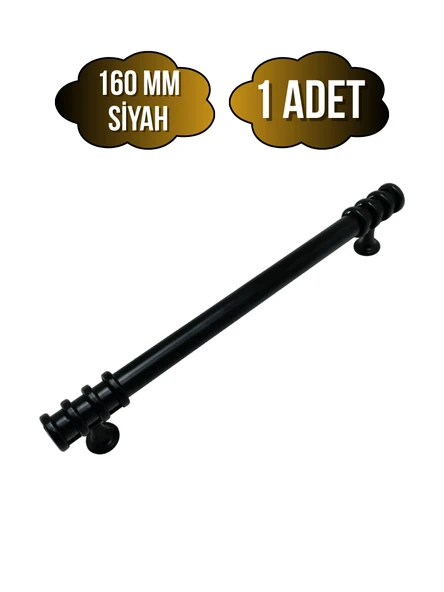 Detay Boru Siyah Desenli Dolap Kulpu Mobilya ve Mutfak Dolap Kulpu(SİYAH)(160MM) Siyah 160mm 160mm - 1 ADET ürün görseli 1
