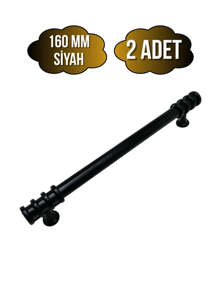 Detay Boru Siyah Desenli Dolap Kulpu Mobilya ve Mutfak Dolap Kulpu(SİYAH)(160MM) Siyah 160mm 160mm - 2 ADET ürün görseli 1