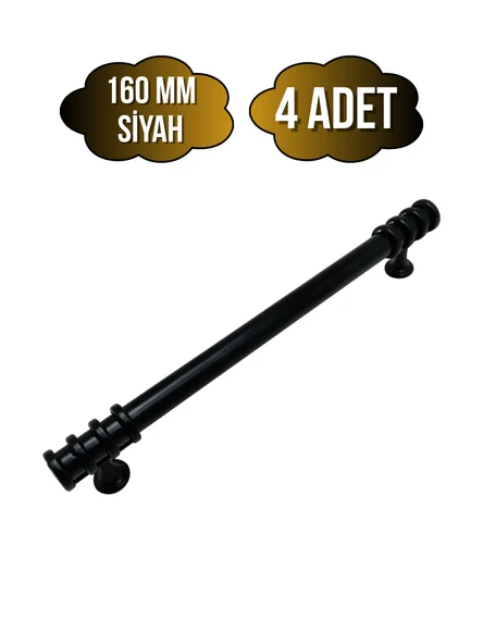 Detay Boru Siyah Desenli Dolap Kulpu Mobilya ve Mutfak Dolap Kulpu(SİYAH)(160MM) Siyah 160mm 160mm - 4 ADET ürün görseli 1