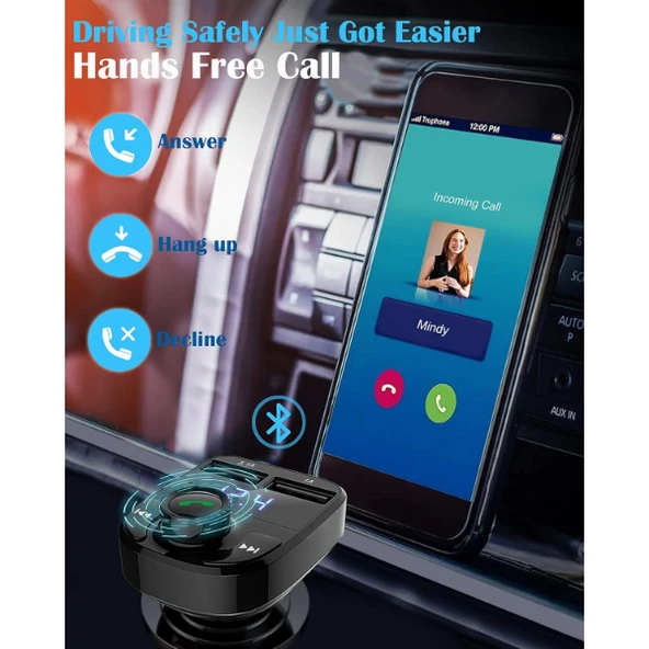 QC 3.1A USB & PD /TF FM Transmitter - Resim 5