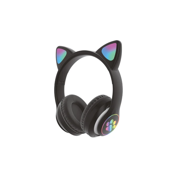 Bluetooth 5.0 Kedi Kulaklı Kablosuz Kulak Üstü Kulaklık RGB Işıklı Mikrofonlu ürün görseli 1