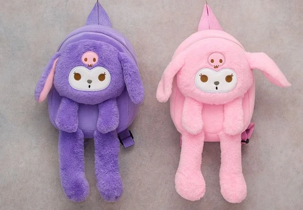 Peluş Işıklı Oynar Kulaklı Kuromi Sırt Çantası ürün görseli 1