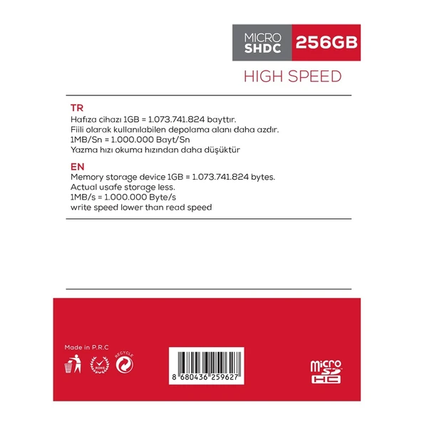 Micro SD Hafıza Kartı 256GB - Resim 2