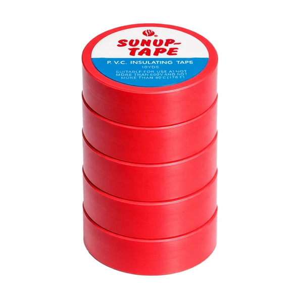 Sunup SN-27920 Kırmızı 0.13X18mm İzole PVC Elektrik Yalıtım Bant (5'Li Paket) ürün görseli 1