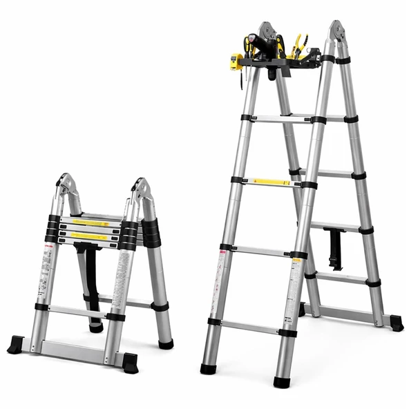 Sunup SN-29682 3.2+3.2 Metre Teleskopik Merdiven Karavan  Tekne Katlanır Alüminyum ürün görseli 1