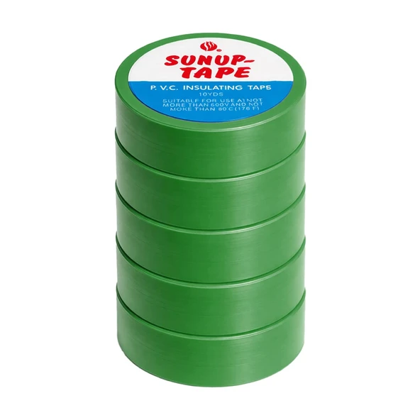 Sunup SN-27923 Yeşil 0.13X18mm İzole PVC Elektrik Yalıtım Bant (5'Li Paket) ürün görseli 1