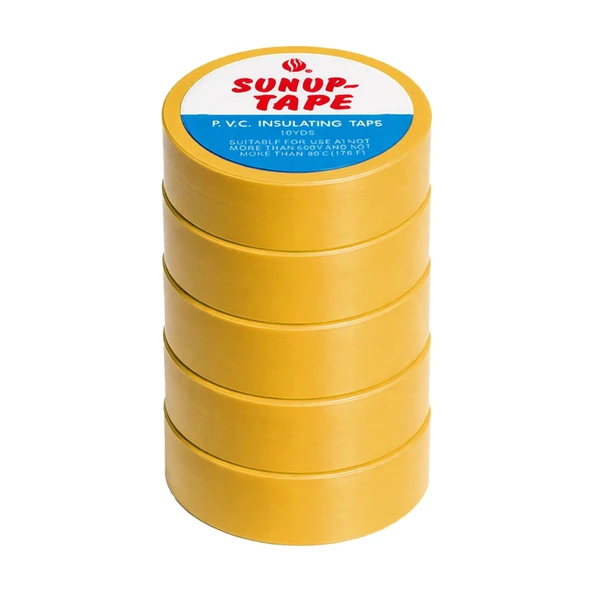 Sunup SN-27921 Sarı 0.13X18mm İzole PVC Elektrik Yalıtım Bant (5'Li Paket) ürün görseli 1
