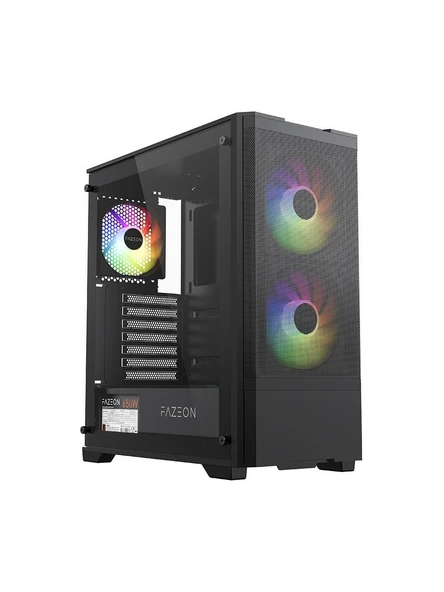Fazeon F16A650BBM 650W 80+ Br 3x Argb Fan Atx 2xusb3.0 Siyah Gamıng Kasa ürün görseli 1