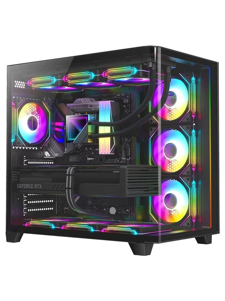 Dragos Ocean Curved Pro V2 7x Argb Fan USB 3.0 Typec 750W 80+ Atx Oyuncu Bilgisayar Kasası Siyah ürün görseli 1