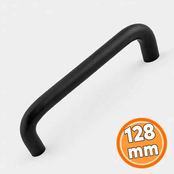 Çekmece ve Dolap Kulpu 128 mm Modern Mobilya Kulpu Dayanıklı Metal Kapak Kulpu Mat Siyah ürün görseli 1