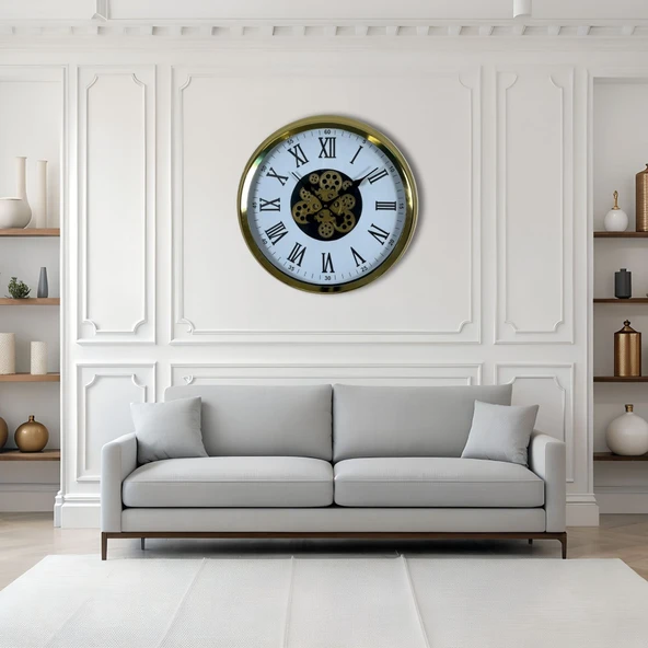 Aurelius Gold 60 Cm Çarklı Duvar Saati ürün görseli 1
