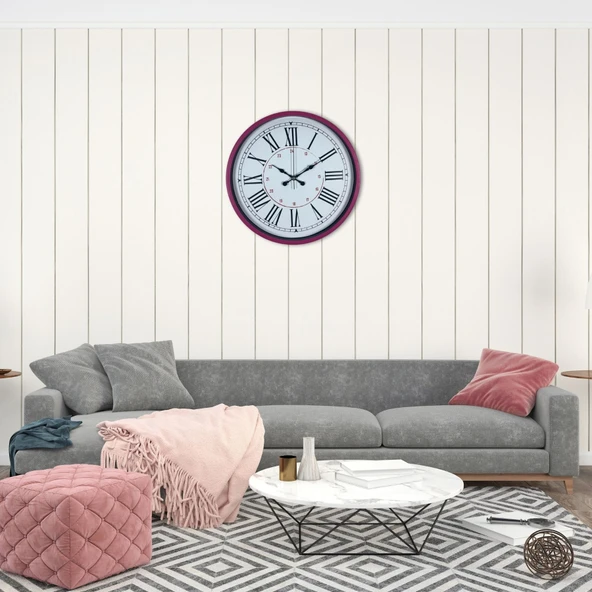 Pembe 36 Cm Dekoratif Duvar Saati ürün görseli 1