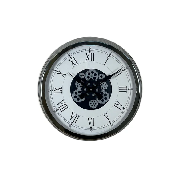 Silver Empire 60 Cm Çarklı Krom Duvar Saati - Resim 3