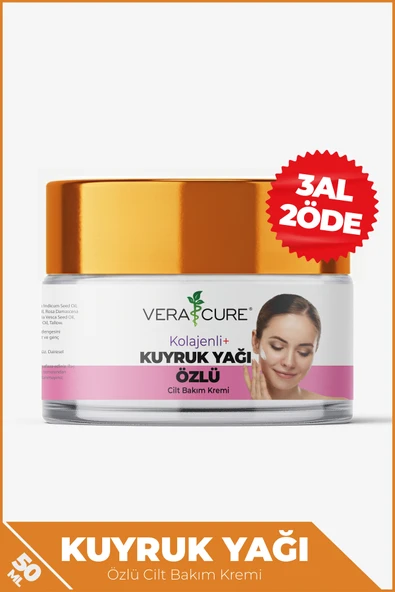 Vera Cure Kolajenli Kuyruk Yağı Kremi Kırışıklık Karşıtı, Nemlendirici, Sıkılaştırıcı 50ml ürün görseli 1