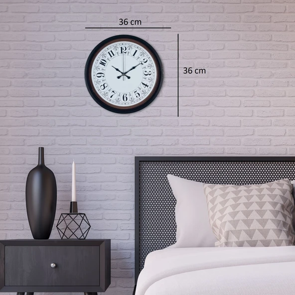 Siyah Motifli 36 Cm Duvar Saati - Resim 4
