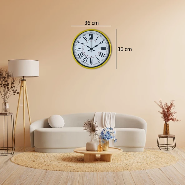 36 Cm Sarı Standart Duvar Saati - Resim 4