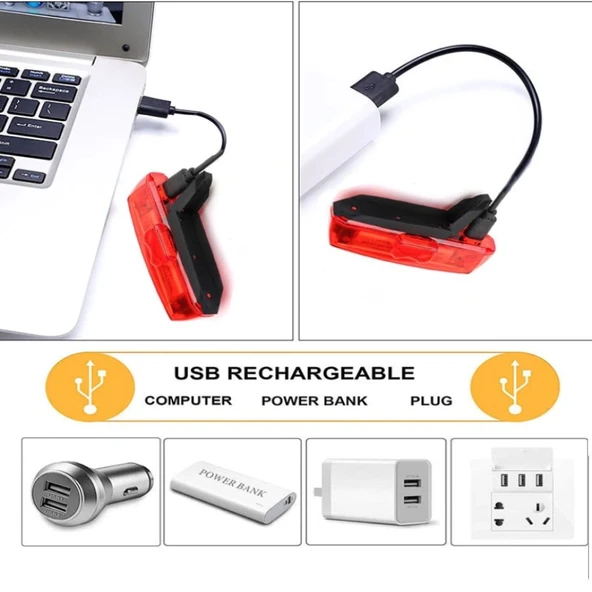 HSGL USB ŞARJLI ÖN ARKA IŞIKLI FAR SET - Resim 5
