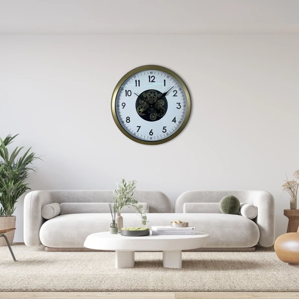 Vintage 60 Cm Çarklı Modern Duvar Saati ürün görseli 1