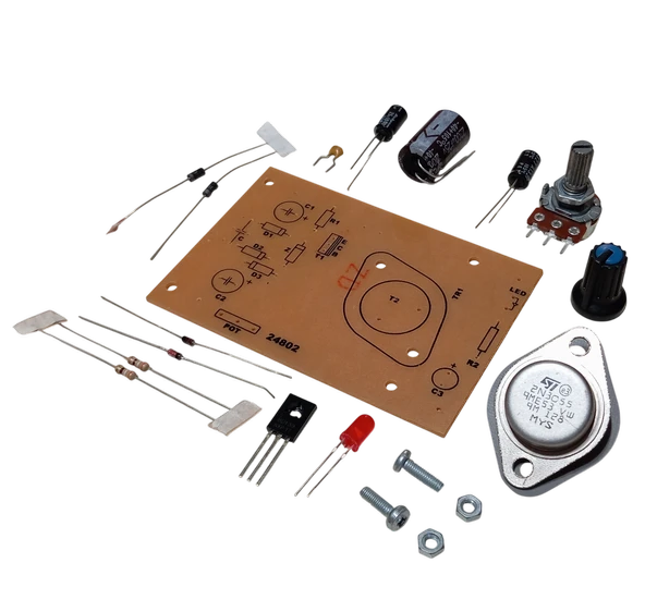 2N3055 ile DC 0-12V 1A Ayarlı Güç Kaynağı Kendin Yap Hobi Devresi DIY Lehimleme Kiti - Demonte(Montesiz) ürün görseli 1