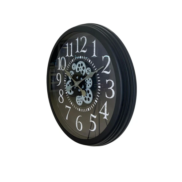 Heritage Black 60 Cm Çarklı Duvar Saati - Resim 2