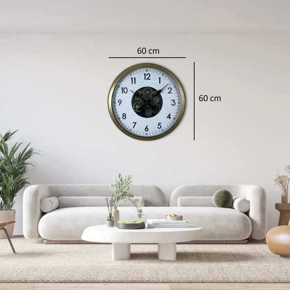 Vintage 60 Cm Çarklı Modern Duvar Saati - Resim 4