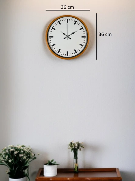 36 Cm Turuncu Sade Şık Duvar Saati - Resim 5