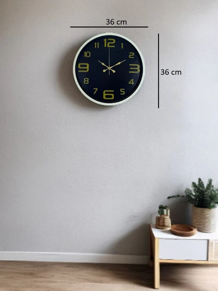 36 Cm Krem Gold Rakamlı Duvar Saati - Resim 5