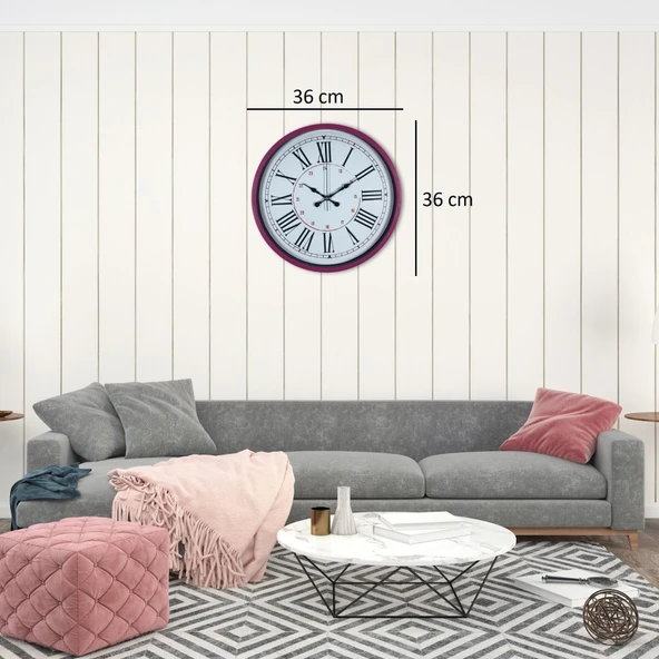 Pembe 36 Cm Dekoratif Duvar Saati - Resim 4