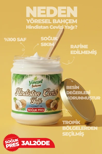 Yöresel Bahçem Hindistan Cevizi Yağı Soğuk Sıkım 150 gr ürün görseli 1