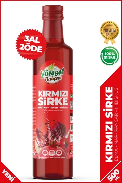Yöresel Bahçem Kırmızı Sirke %100 Doğal Fermantasyon (500ml) ürün görseli 1
