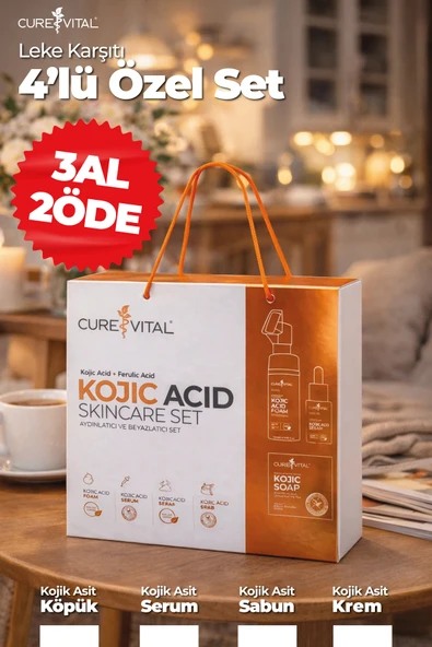 CureVital Kojik Asit & Zerdeçal Özü Leke Karşıtı,beyazlatıcı,aydınlatıcı Etkili 4'lü Set ürün görseli 1