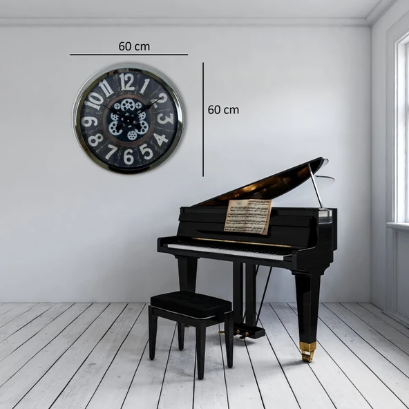 Iron Legacy Krom 60 Cm Çarklı Duvar Saati - Resim 4