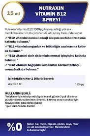 Nutraxin Vitamin B12 Sprey 15 ml - Resim 2