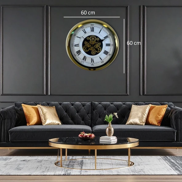 Aurelius Gold 60 Cm Çarklı Duvar Saati - Resim 4