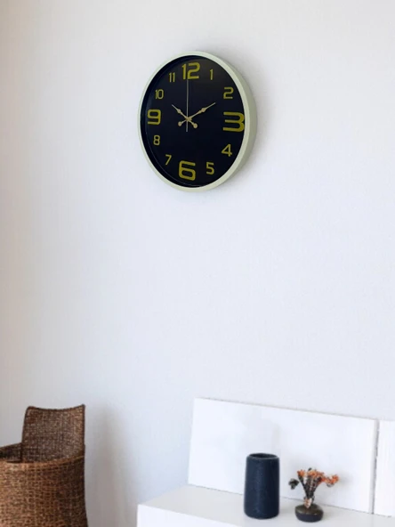 36 Cm Krem Gold Rakamlı Duvar Saati - Resim 2