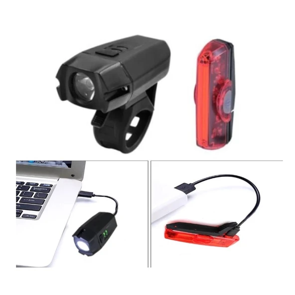 HSGL USB ŞARJLI ÖN ARKA IŞIKLI FAR SET ürün görseli 1