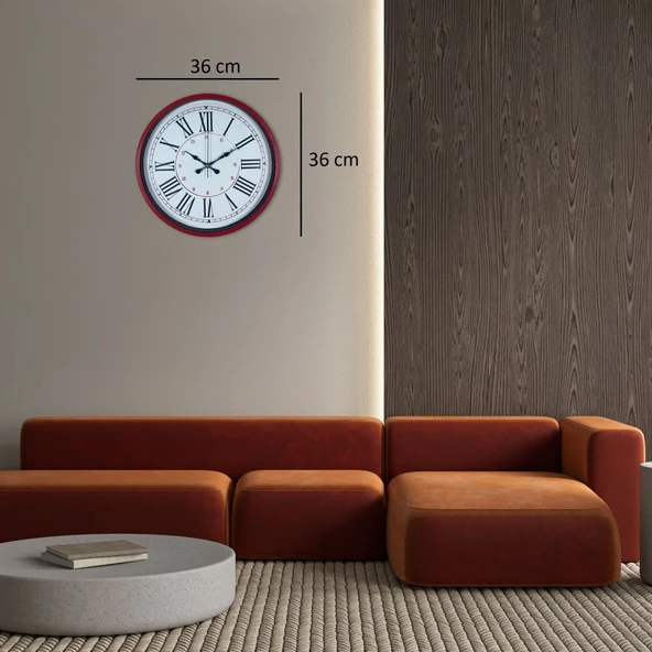 Kırmızı 36 Cm Duvar Saati - Resim 4