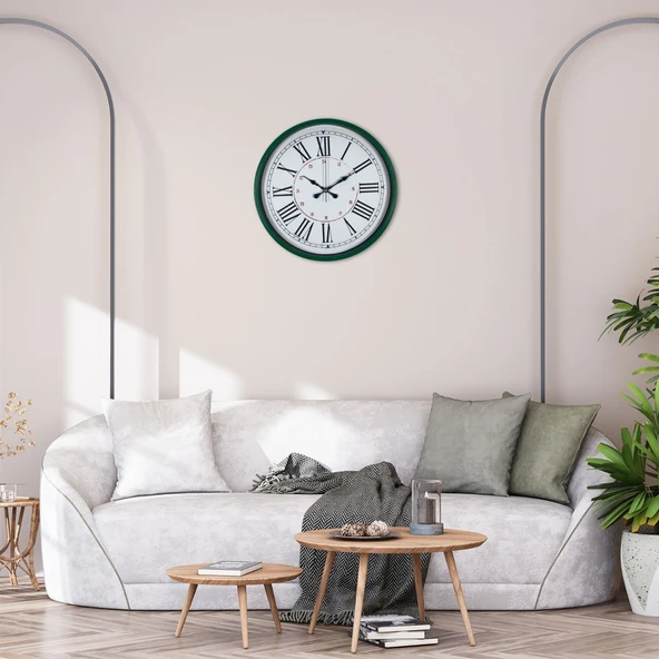 Yeşil 36 Cm Modern Şık Duvar Saati ürün görseli 1