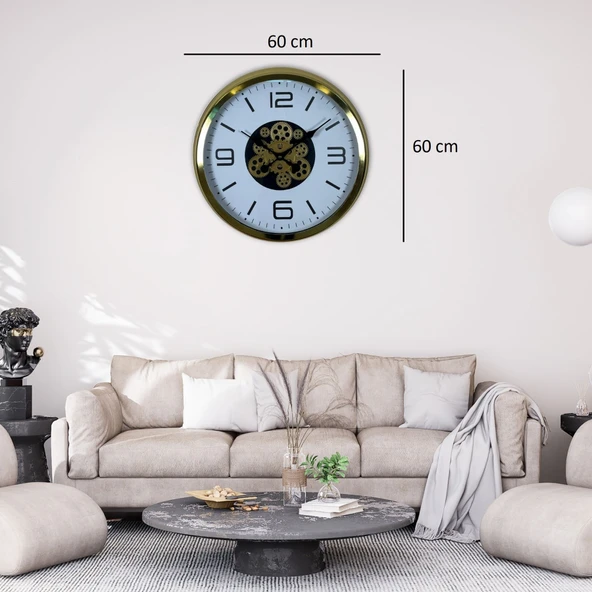 Modern Prestige Gold 60 Cm Çarklı Duvar Saati - Resim 4