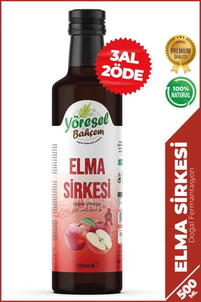 Yöresel Bahçem Elma Sirkesi Doğal Fermantasyon 500 ml ürün görseli 1