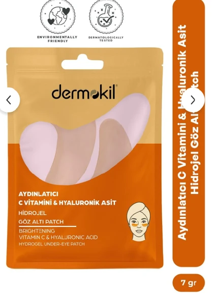 Dermokil Aydınlatıcı C Vitamini & Hayluronik Asit Hidrojel Patch Göz Altı Maskesi ürün görseli 1