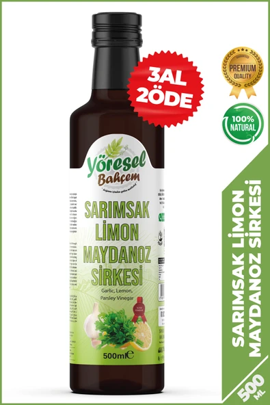 Yöresel Bahçem Sarımsak Limon Maydanoz Sirkesi Doğal Fermantasyon 500 ml ürün görseli 1