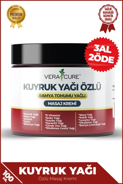 Vera Cure Kuyruk Yağı Özlü Bamya Tohumu Yağlı Krem (100ML) %100 Doğal Özel Formül ürün görseli 1