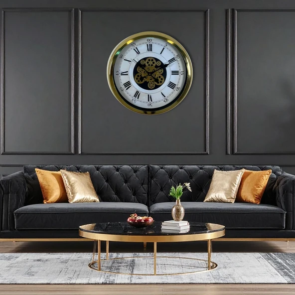 Aurelius Gold 60 Cm Çarklı Duvar Saati ürün görseli 1