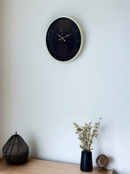 36 Cm Krem Dekoratif Duvar Saati - Resim 2
