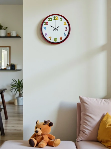 36 Cm Kırmızı Çocuk Odası Duvar Saati ürün görseli 1