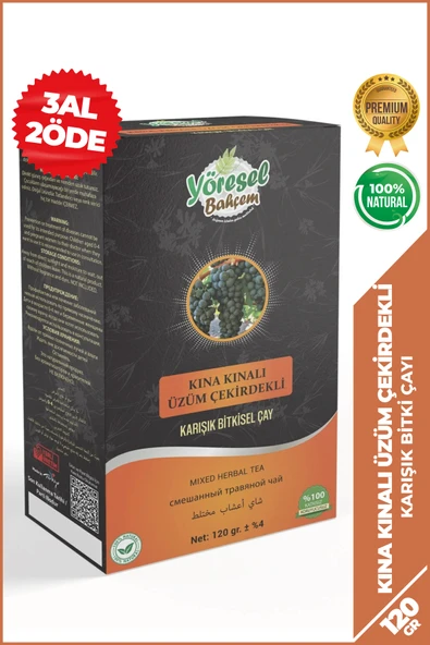 Yöresel Bahçem Kına Kınalı Üzüm Çekirdekli Karışık Bitkisel Çay (120g) ürün görseli 1