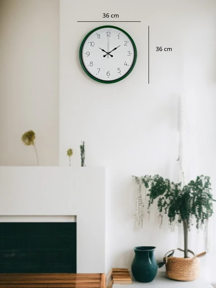 36 Cm Yeşil Dekoratif Duvar Saati - Resim 5