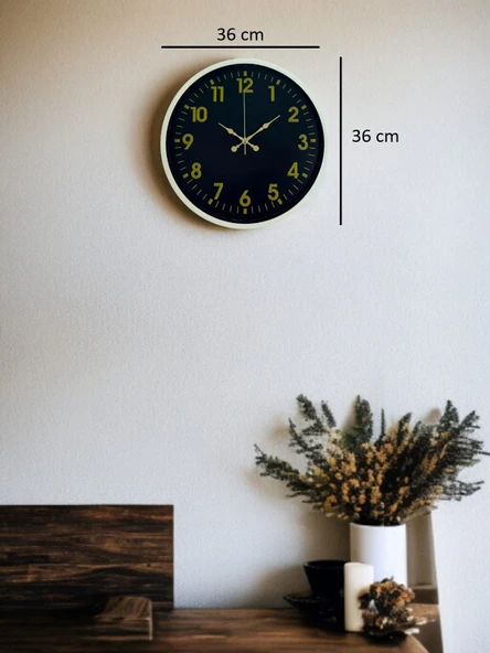 36 Cm Krem Gold Rakamlı Duvar Saati - Resim 5