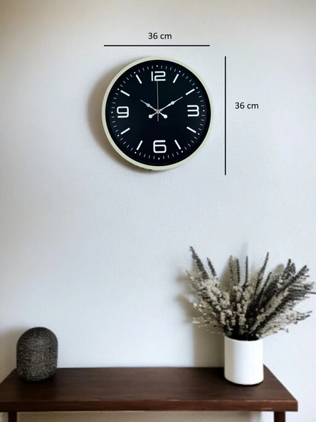 36 Cm Krem Şık Dekoratif Duvar Saati - Resim 5